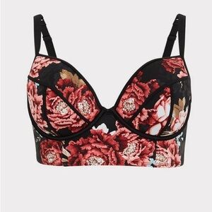 Torrid Floral Black and Red Bra